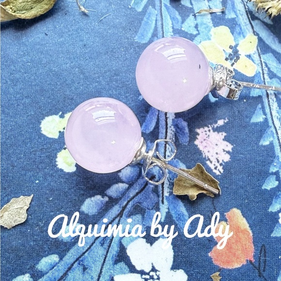 For Scorpio pink Quartz stud earrings - Picture 1 of 1